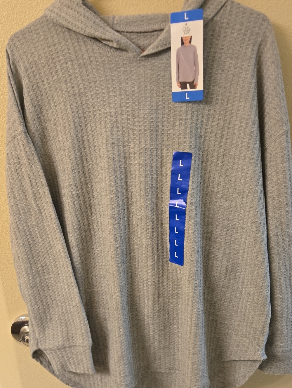 Chaser Waffle Knit Hooded Pullover in Light Gray